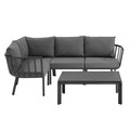 Modway Furniture Riverside Outdoor Patio Aluminum Set, Gray Charcoal - 5 Piece EEI-3793-SLA-CHA